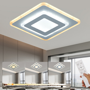 Surface Living Room Bedroom Modern Dimmable Lampara Fixture Square Shape Acrylic Remote Control Led Ceiling Light For Home Decor