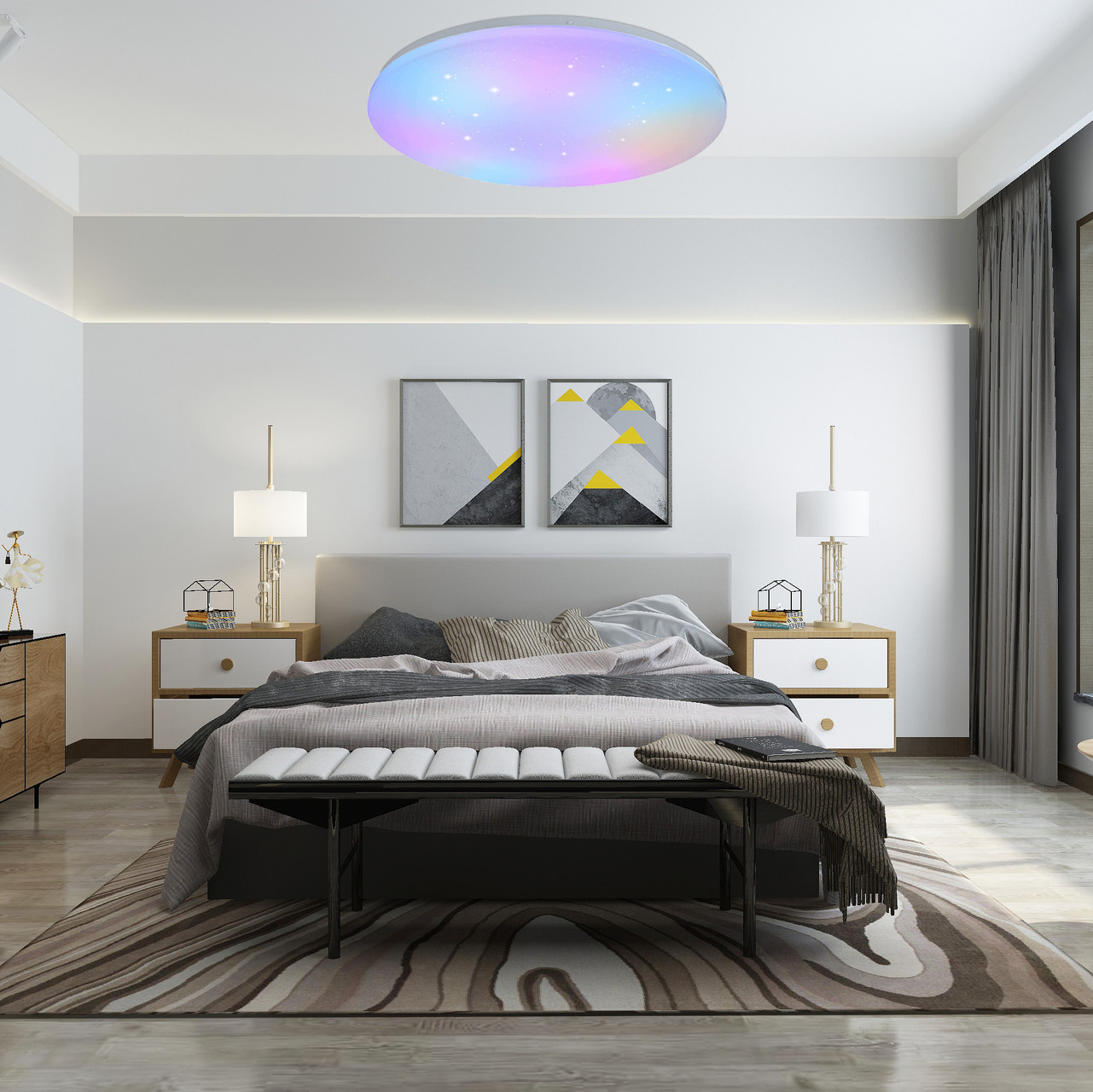 CW Light Adjust RGB Dimmable Round Clean Home Decorative Lighting Surface Mount Smart Design Kid Room Bedroom Led Ceiling Light