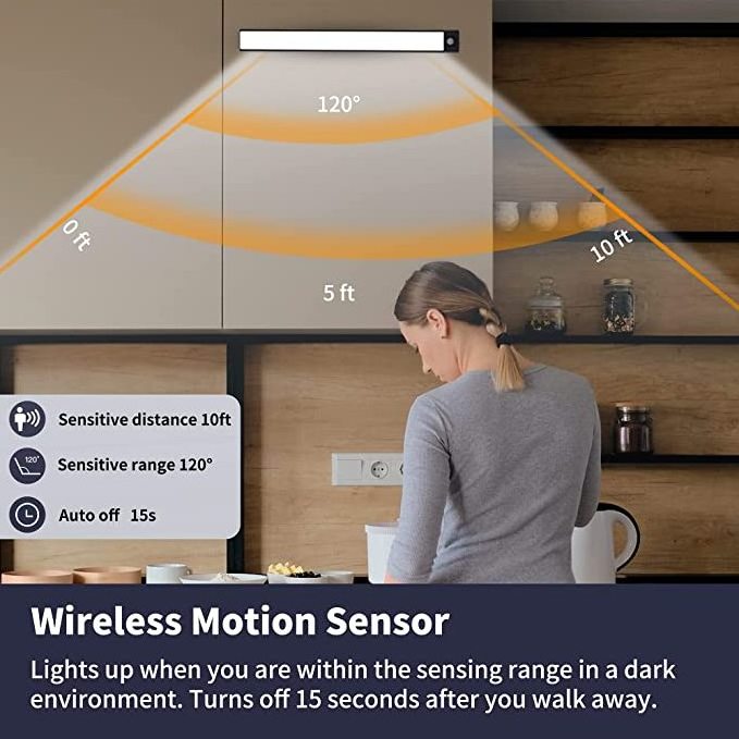 20cm 30cm 40cm 60cm 80cm Clear Luminous USB Rechargeable Dimming Ultra Thin Magnetic Wall Motion Sensor Under LED Cabinet Light