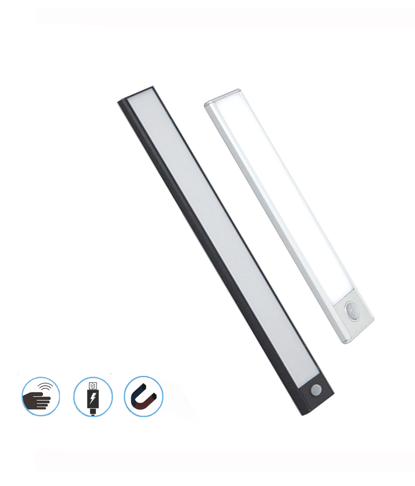 20cm 30cm 40cm 60cm 80cm Clear Luminous USB Rechargeable Dimming Ultra Thin Magnetic Wall Motion Sensor Under LED Cabinet Light