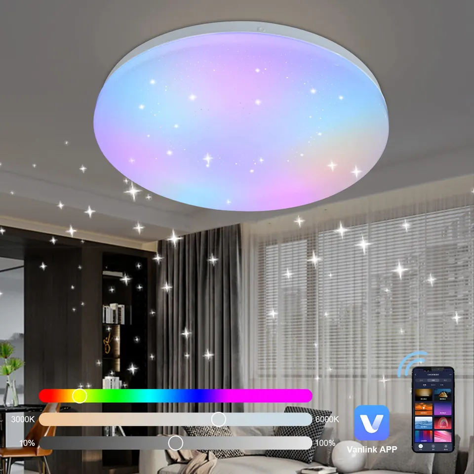 Smart Music Speaker Light with Remote Control Lamp 20W RGB Party LED Ceiling Light Bluetooth Ceiling Light Multi Colors