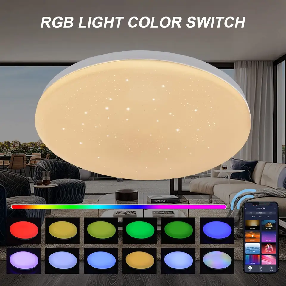 Smart Music Speaker Light with Remote Control Lamp 20W RGB Party LED Ceiling Light Bluetooth Ceiling Light Multi Colors