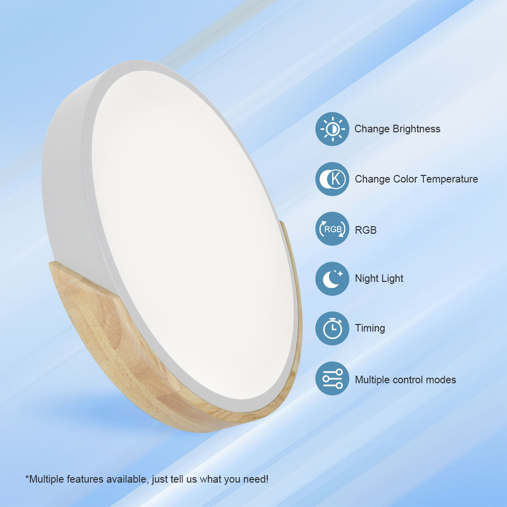 Surface Macaron Slim Bedroom Living Room Flush Mount Modern Wood Cct Adjustable Lamp Fixture Acrylic Round Led Ceiling Light