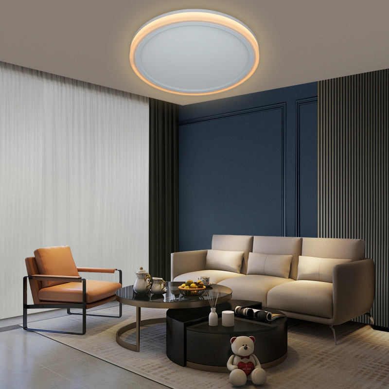 Fashion Design Smart Living Room Bedroom Night Modern Flush Mount Lamp Fixture Dimmable Round Remote Control Led Ceiling Light