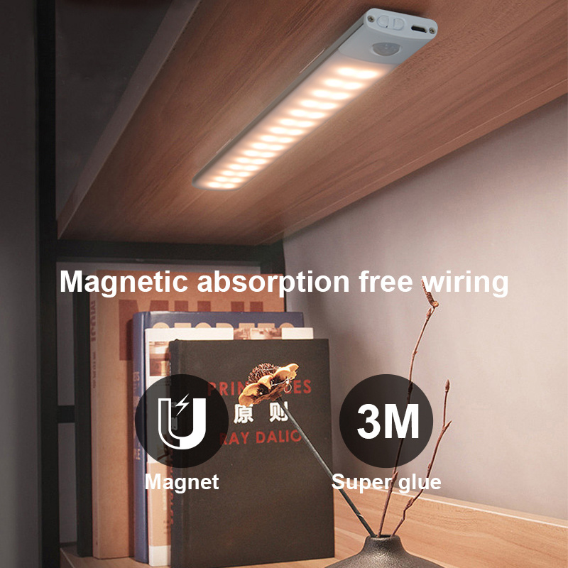 Usb Rechargeable Wireless Magnetic Cupboard Dimmable Bathroom Mirror 3W Kitchen Warodrobe Motion Sensor Under Led Cabinet Light