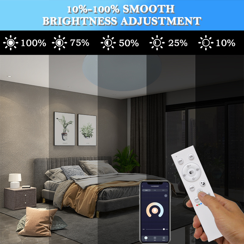 App Intelligent Colorful Flush Mount White Dimmable CCT Adjustable Modern Bedroom Fixture Lamp Remote Control Led Ceiling Light