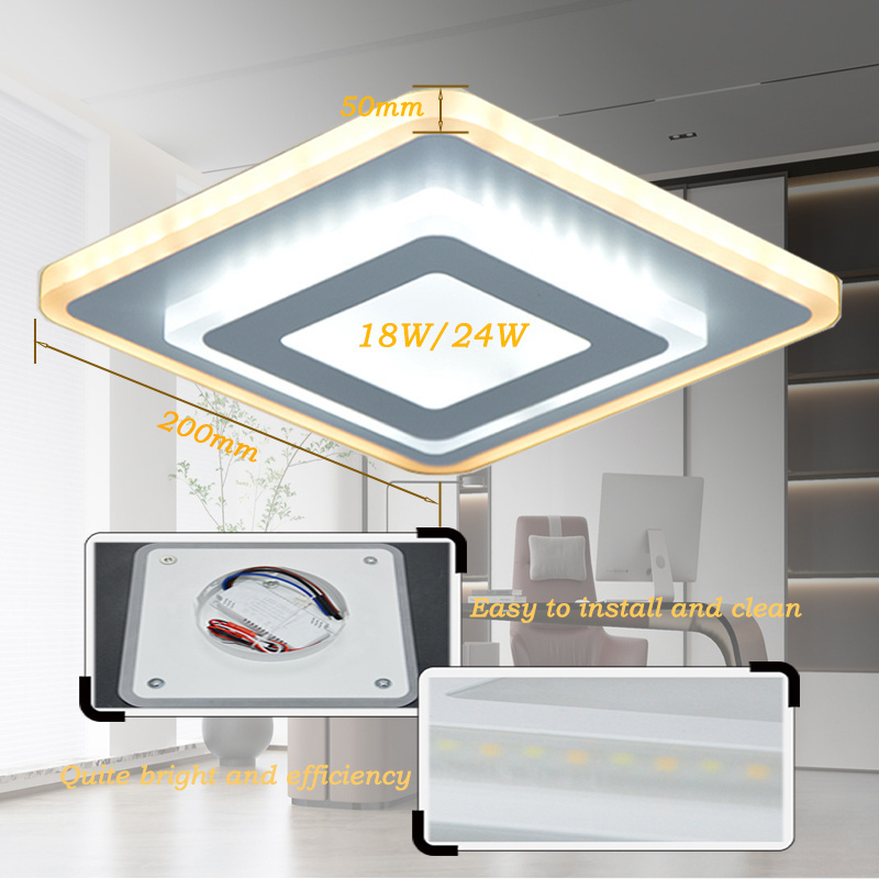 Hot Sale Square Ceiling Light Fixture Remote Control Iron Acrylic Led Intelligent Ceiling Light for Living Room