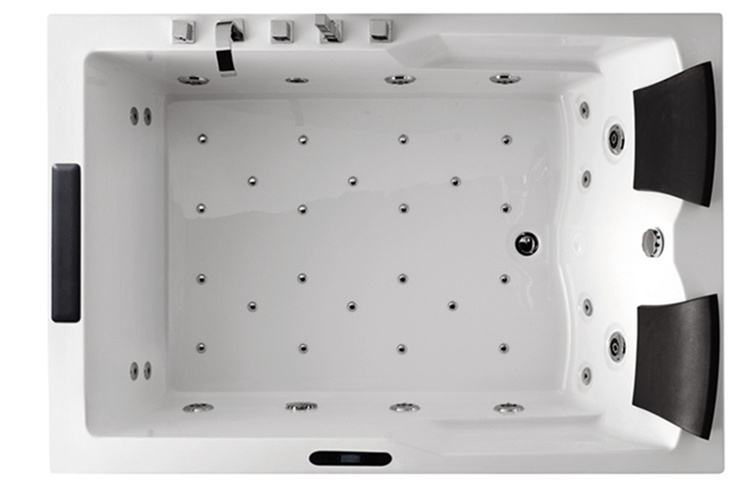 Wholesale Big Size White Acrylic Air Bathtub 2-Person Massage Tub with Underground Overflow Apron Installation for Hotels