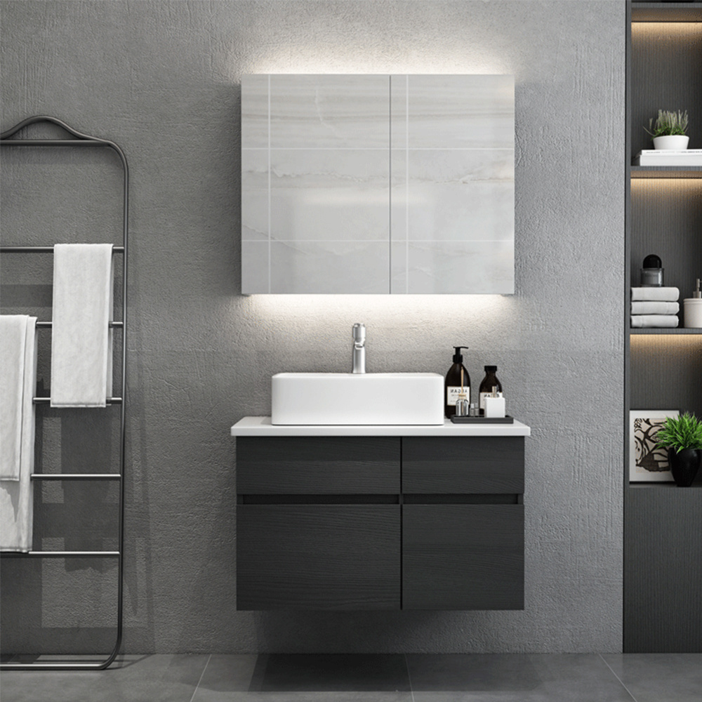 japan style corner wall modern bathroom wooden cabinets bathroom vanity