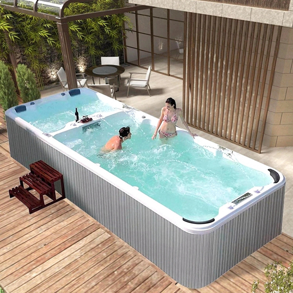 cheap 6m length above ground water pool hot tub endless swim spa hydro massage hydrotherapy swimming pool