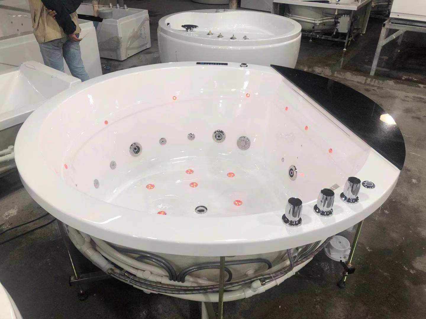 HS-BC654 underground waterfall whirlpool massage round acrylic drop-in bathtub