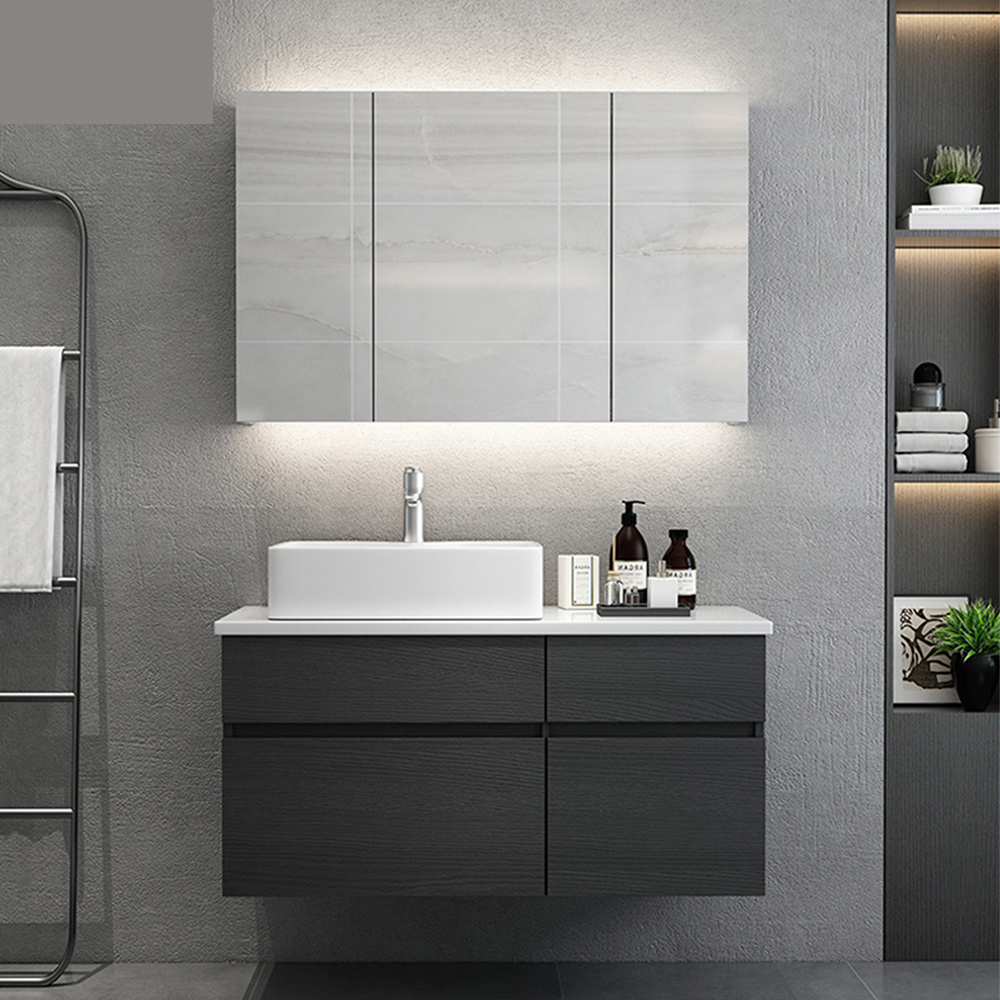 japan style corner wall modern bathroom wooden cabinets bathroom vanity