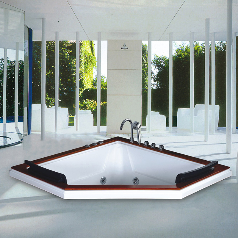 Wholesale Big Size White Acrylic Air Bathtub 2-Person Massage Tub with Underground Overflow Apron Installation for Hotels