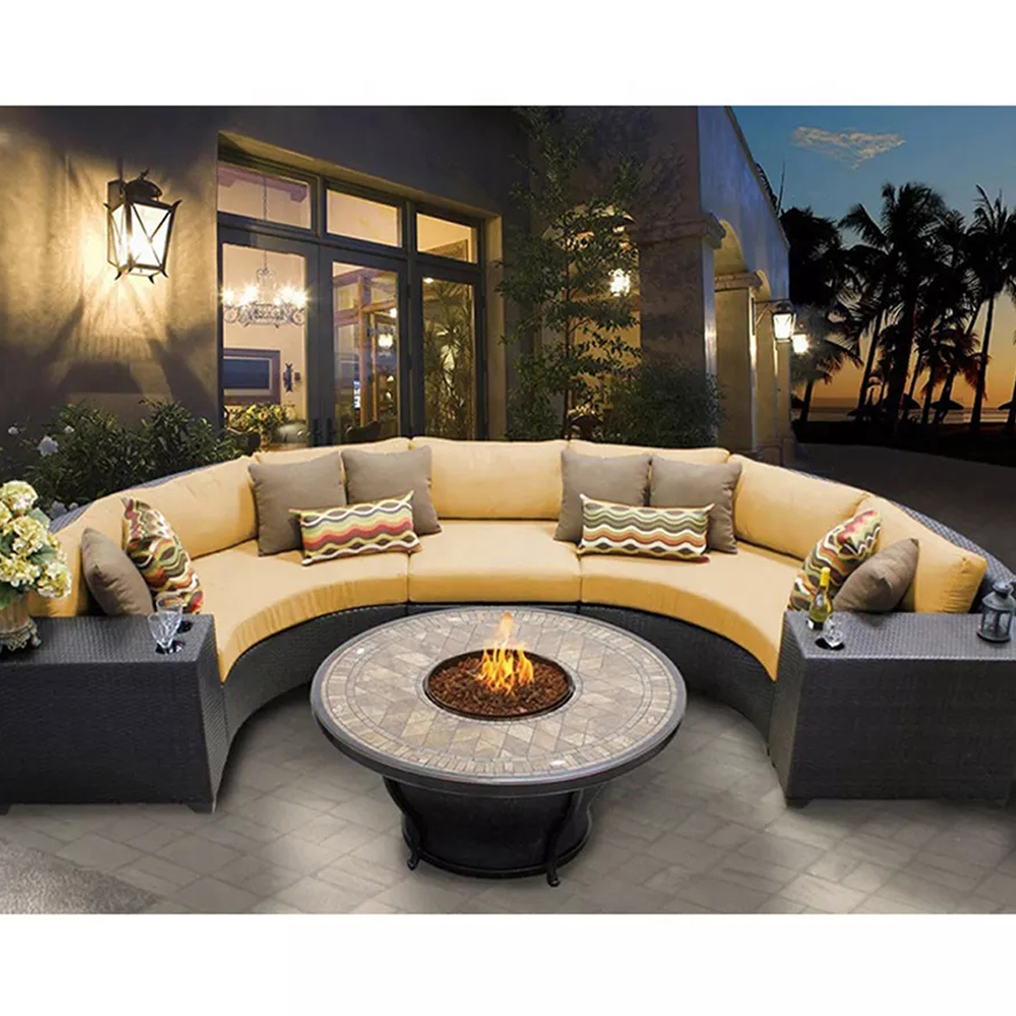 modern new design stock round wicker rattan cane patio outdoor sofa furniture sets garden indoor wholesale