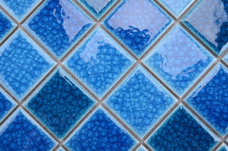 for sale decorative square glossy surface blue ceramic mosaic swimming pool tiles