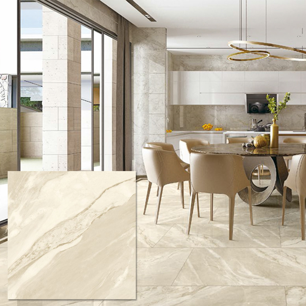 Foshan home polished porcelain tiles 600mm cream marfil ceramic floor tile for living room floor with high quality