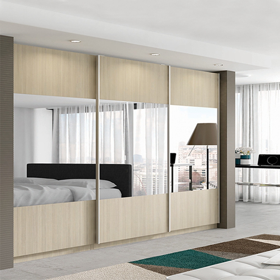 2 mirror 3 sliding door white teak wooden wardrobe cabinet closet bedroom furniture with sliding door