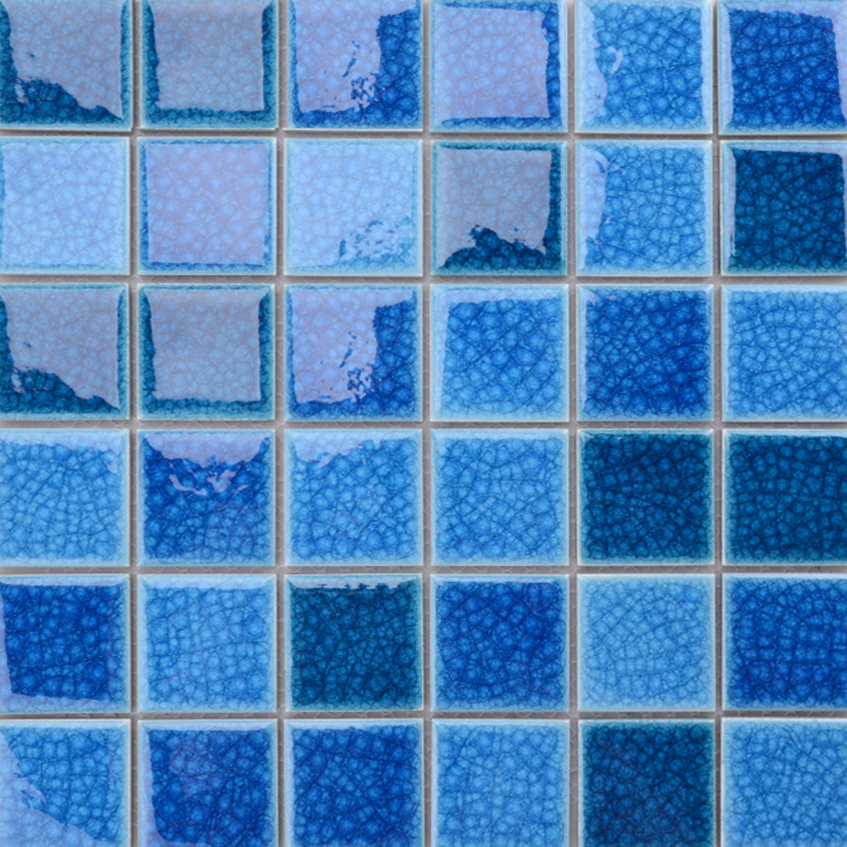 for sale decorative square glossy surface blue ceramic mosaic swimming pool tiles