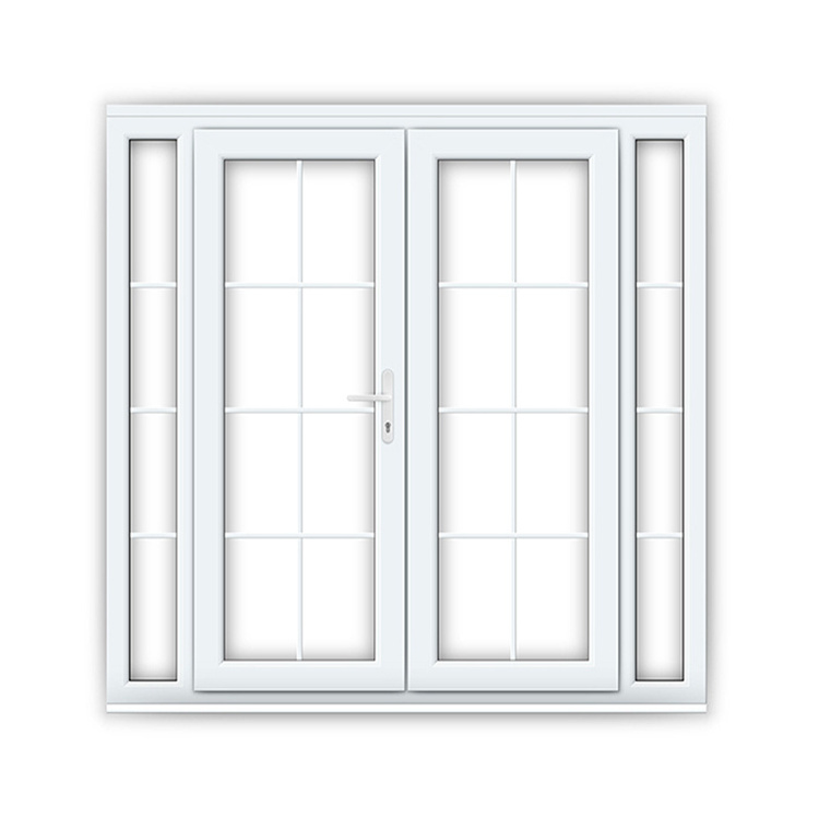 Home hotel french style pvc double glaze glass swing window design customized white upvc casement windows