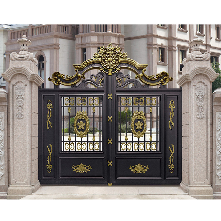 Custom aluminium profile main entrance swing gates door design house outdoor garden cast aluminum art courtyard gate