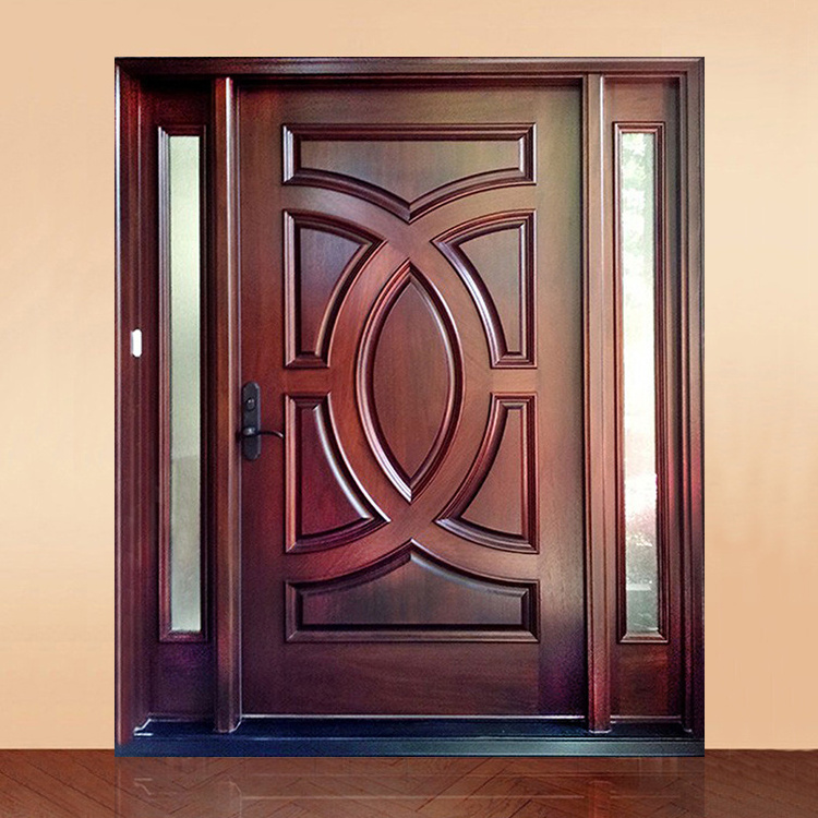 China foshan factory custom made design europe american exterior main entrance solid wood prehung door