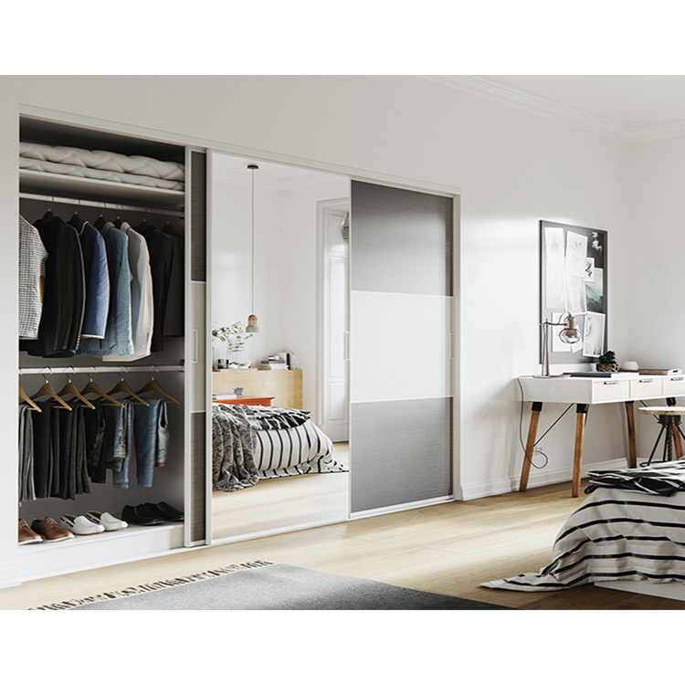 Chinese factory custom men white wardrobes latest design modern bed room mirrored acrylic wardrobe with sliding doors