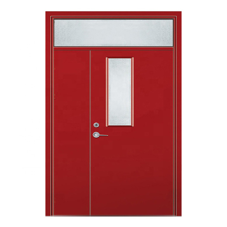 Commercial school house hotel hospital metal fireproof one and half doors customized 45 60 90 120 minutes fire rated steel door