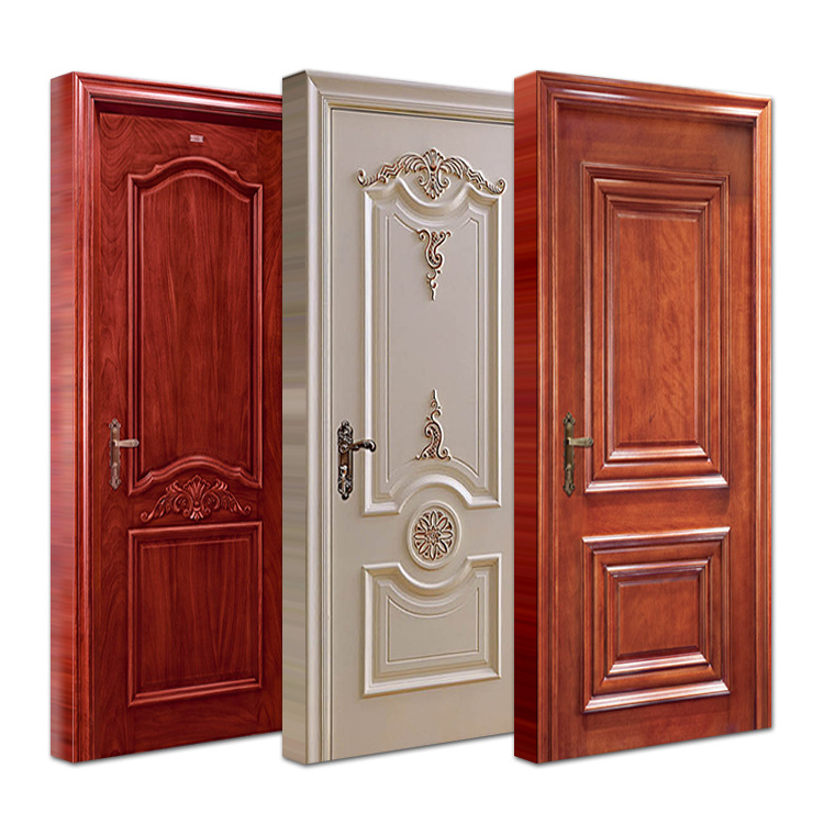 Custom newest models modern wooden door ready made interior room paint colors mahogany hdf solid wood slab doors