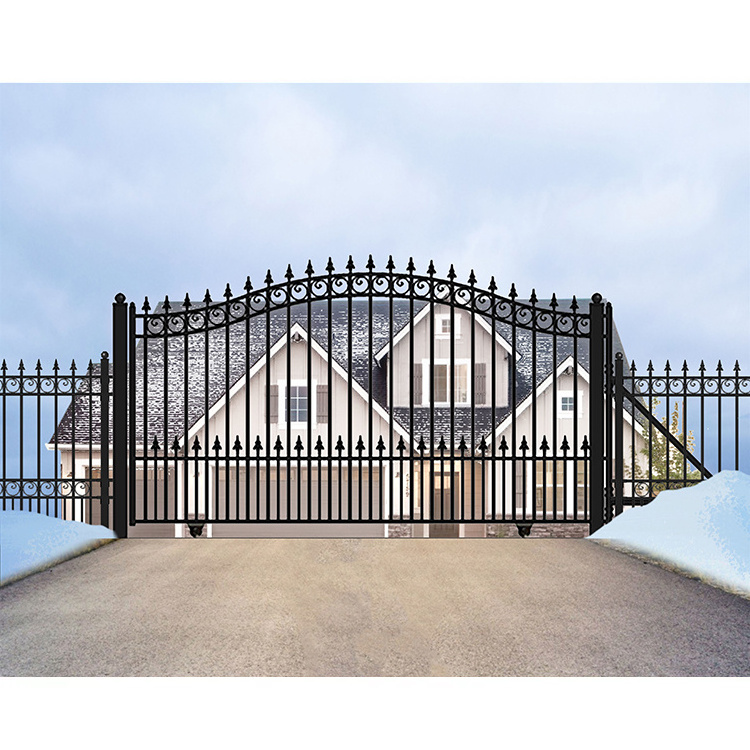 New models house fancy boundary wall fence gates door design simple electric sliding wrought iron grill driveway gate