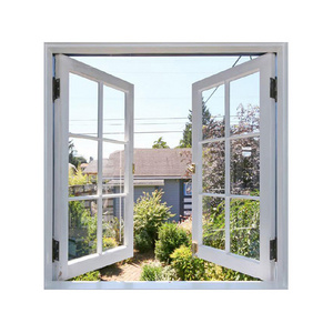 Home hotel french style pvc double glaze glass swing window design customized white upvc casement windows