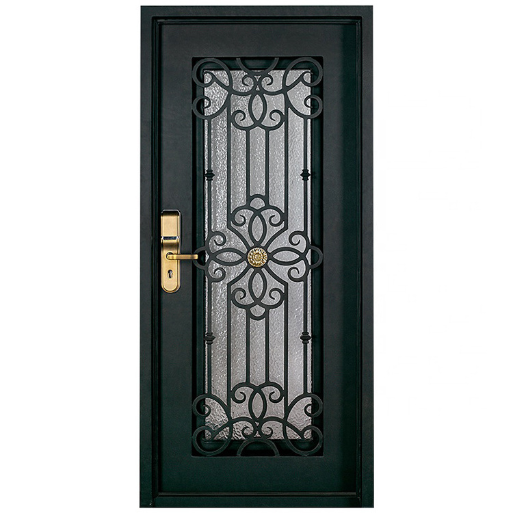 Cheap price high quality metal safety doors picture modern exterior security main entrance wrought iron grill single door design