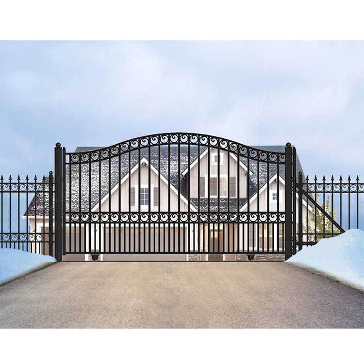 New models house fancy boundary wall fence gates door design simple electric sliding wrought iron grill driveway gate