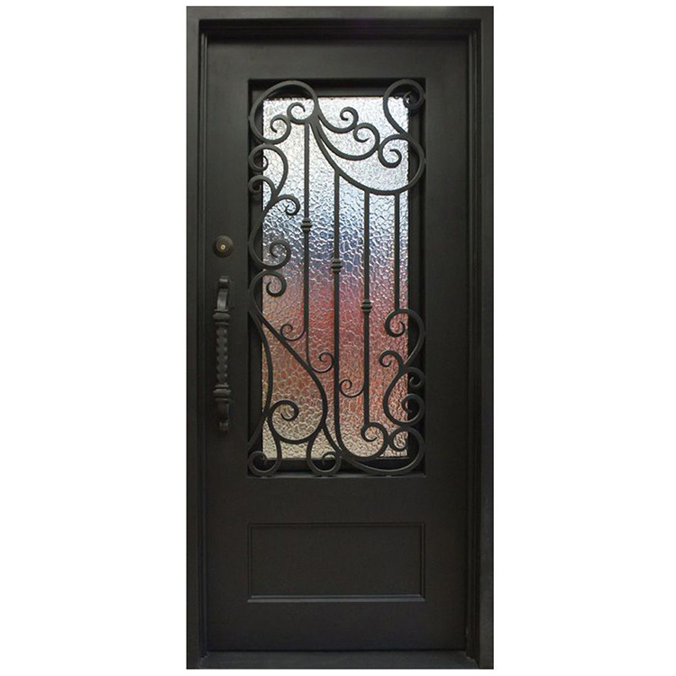 Cheap price high quality metal safety doors picture modern exterior security main entrance wrought iron grill single door design