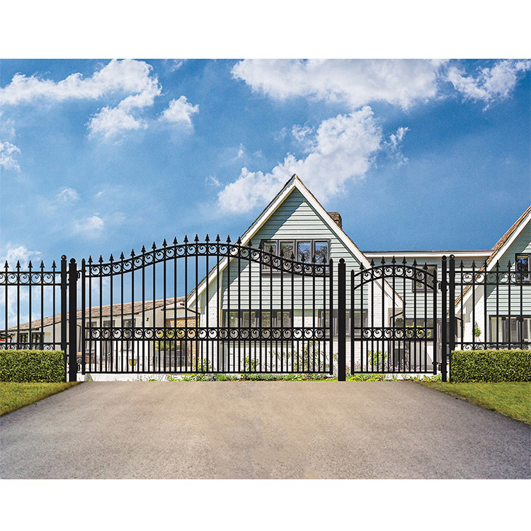 Classic house garden metal gates design high quality antique arched wrought iron swing gate