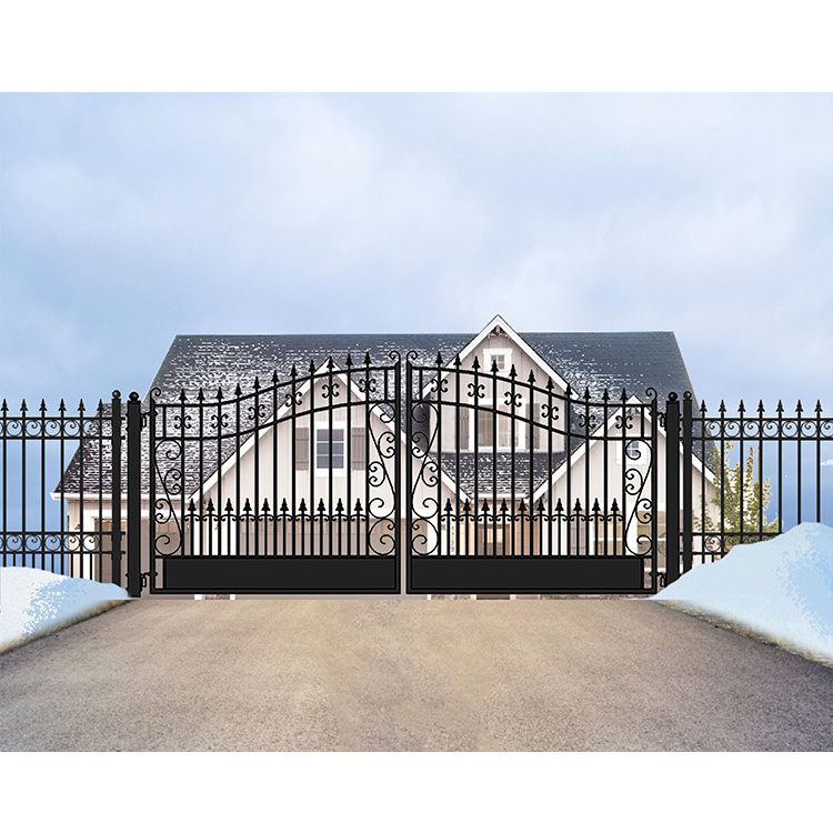 Classic house garden metal gates design high quality antique arched wrought iron swing gate