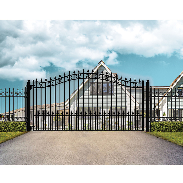 Classic house garden metal gates design high quality antique arched wrought iron swing gate