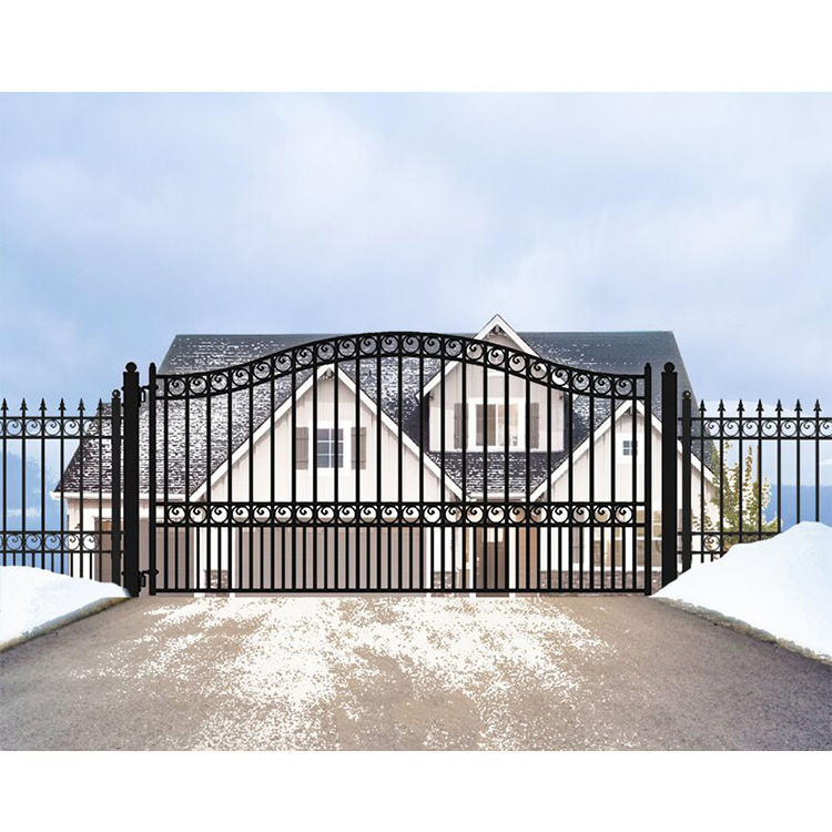 Classic house garden metal gates design high quality antique arched wrought iron swing gate