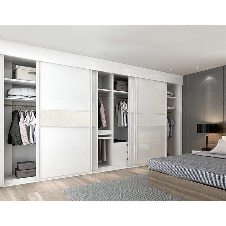 Custom made 3door wood wardrobes set furniture modern bedroom white 3 door sliding wooden storage wardrobe design