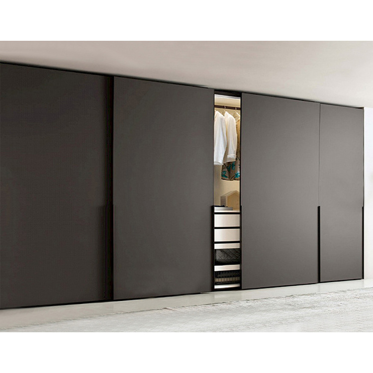 China factory custom free standing two sliding doors wardrobes furniture design modern bedroom grey wood wardrobe