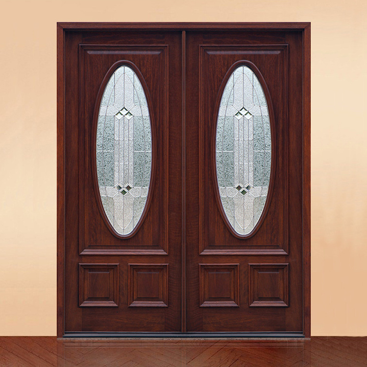 European style modern main entrance wood doors designs exterior inserts oval glass solid wooden front entry door