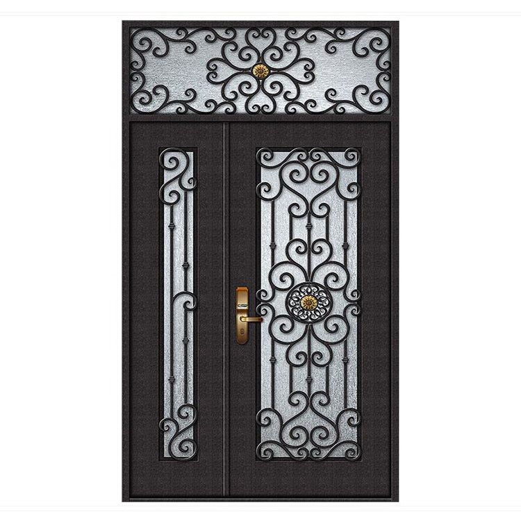 Cheap price high quality metal safety doors picture modern exterior security main entrance wrought iron grill single door design