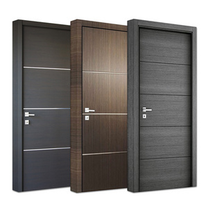 Custom indoor pvc film skin wood single doors modern home hotel house interior room mdf wooden flush door design