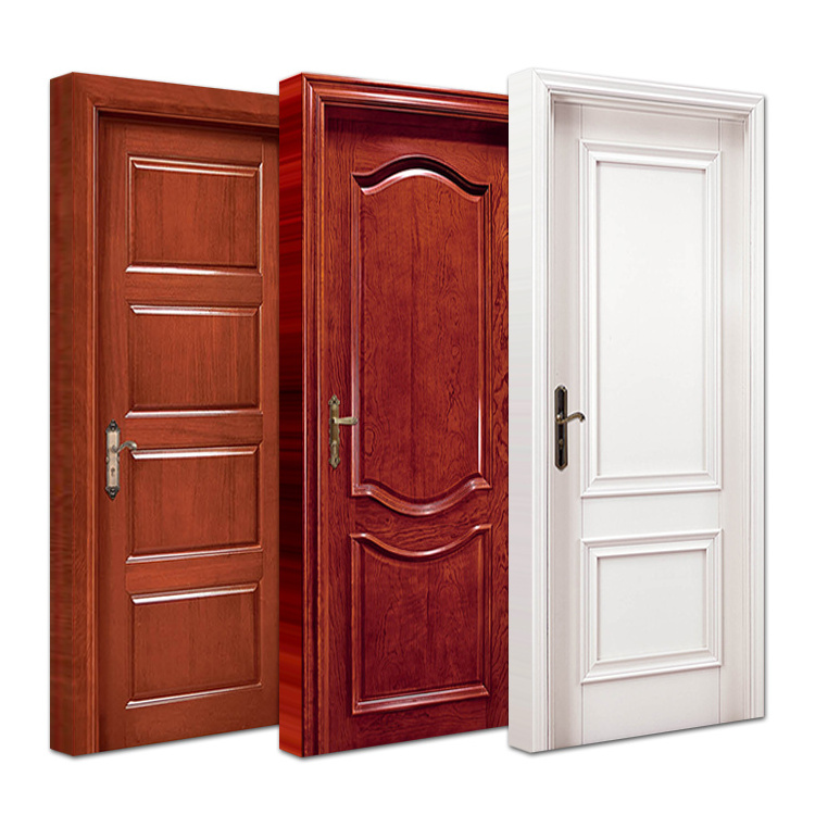 Custom newest models modern wooden door ready made interior room paint colors mahogany hdf solid wood slab doors