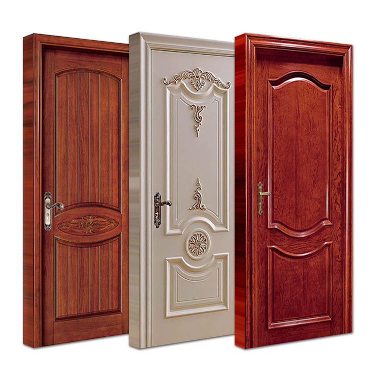 Custom newest models modern wooden door ready made interior room paint colors mahogany hdf solid wood slab doors