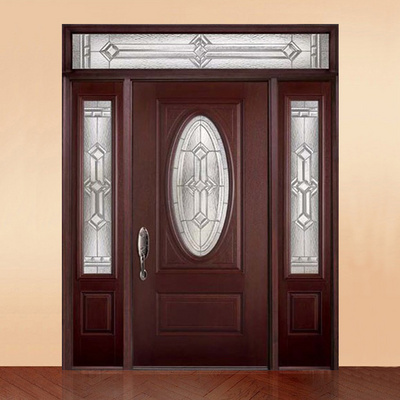 European style modern main entrance wood doors designs exterior inserts oval glass solid wooden front entry door