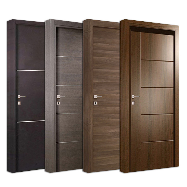 Custom modern indoor prehung water proof wood door design interior room waterproof wpc solid wooden doors for house hotel home