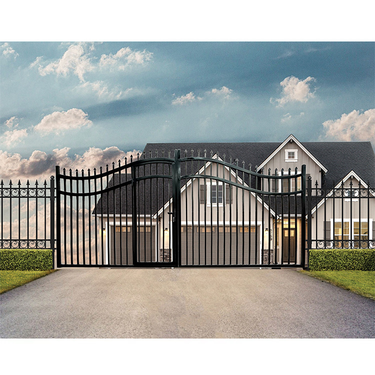 Custom square pipe steel fence gates automatic iron gate designs for homes villa park in square tubes