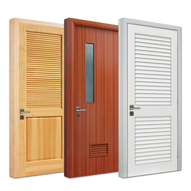 Custom made home hotel interior bedroom toilet bathroom wood louvered door with louver