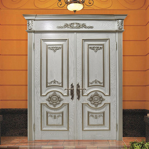 Luxury exterior front entry wooden doors designs outdoor carving solid wood main entrance double door for houses villa