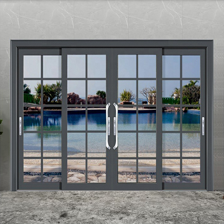 Custom modern soundproof aluminium doors house interior living room thermal break aluminum alloy glass sliding french door